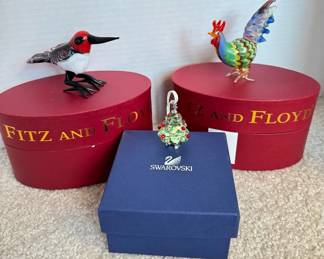 Swarovski Christmas Tree Ornament Fitz And Floyd Glass Menagerie Birds