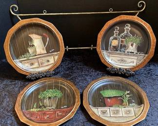 HandPainted Decorative Plates  3 Display Stands