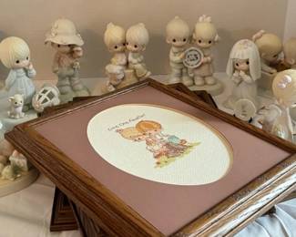 Precious Moments Porcelain Figures Framed Crossstitch Pictures