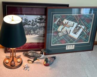 David Nichols Signed Golf Print, Golf Club Duck, Decoy Ducks, More