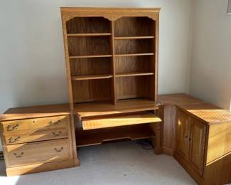 Ethan Allen Wooden Desk and Shelving Unit