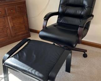 Black Leather Office Chair and Ottoman