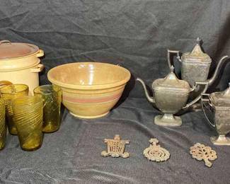 Banded Bowl, Enamel, Cast Iron, More