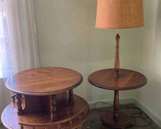 Vintage Retro Wooden Round End Tables 