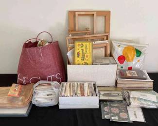 Mystery Lot Assorted Cross Stitch Craft Supplies Floss, Books, Cords, Frames  More 