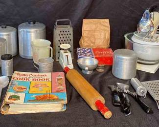 Retro Vintage Kitchen Variety Metal Canisters, Vintage Sunbeam Whisker, Corningware 