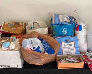 Mystery Lot Assorted Craft Supplies Crotchet, Poly Fill, Gift Bags, Sewing  More 