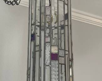 Mid Century Hand Made Stained Art Glass By Sammy Fox Plug In Fixture