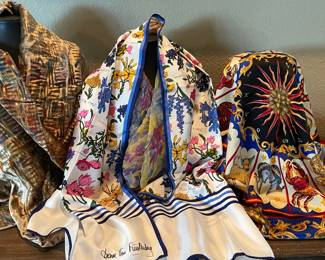 4 Vintage Scarves - Diane Von Furstenberg Silk Scarf - Velvet  - Avon Zodiac Sign  & Floral 