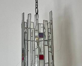 Mid Century Hand Made Stained Art Glass By Sammy Fox Plug In Fixture