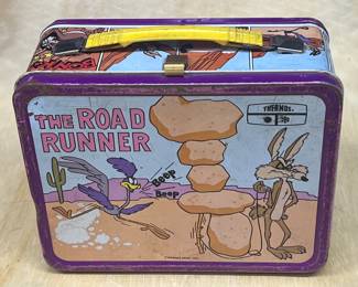 Vintage Thermos Road Runner Metal Lunch Box