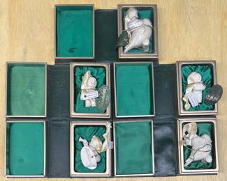 (5) Department 56 Snowbabies Ornaments With Boxes - Celebrate, (2) Air Mail, Batter Up, And My Gift To You
