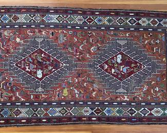 Vintage Persian Flat Woven Soumak 41.5" X 78" Area Rug 