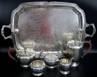 Lot 579 SILVER TEA SET