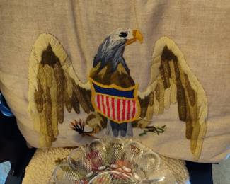 Embroidered Eagle Pillow