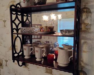 Wood and Mirror HAnging Shelf