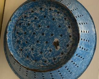 Blue and White Graniteware Colanders