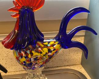 Large Art Glass Rooster