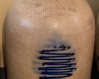 Cobalt Decorated M.A. White & Son Stoneware Jug Ithaca, N.Y.
