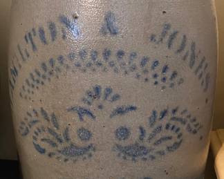 Cobalt Decorated Hamilton & Jones Stoneware Storage Jar Greensboro, PA.