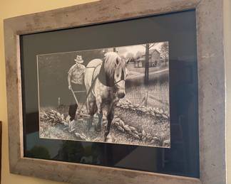 Horse Drawn Plow Framed Photograph