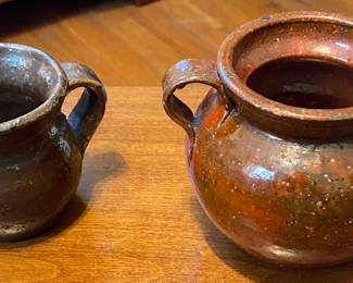 Early North Carolina Pottery Creamer and Old N.C. Pottery Sugar Bowl (No Lid)