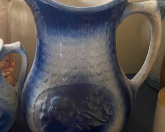 Old Blue and Grey Stoneware Pitcher