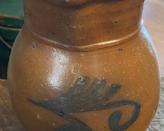Cobalt Decorated Stoneware Pottery Pitcher