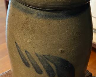 Cobalt Decorated Stoneware Pottery Wax Seal Jar