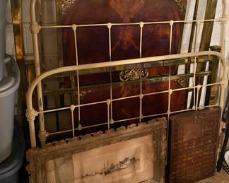 Iron Bed and Ornate Brass Bed