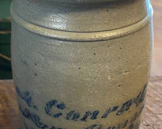 Cobalt Decorated A. Conrad New Geneva Pa. Wax Seal Stoneware Jar