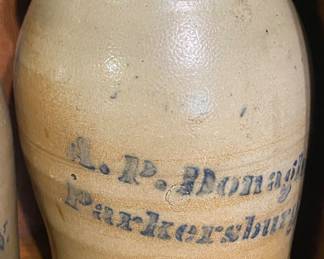 Several Cobalt Stamped Donaghho Parkersburg West Virginia Storage Jars