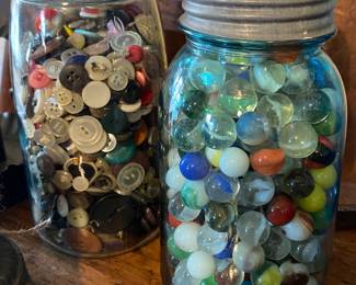 Jar of Marbles and Buttons