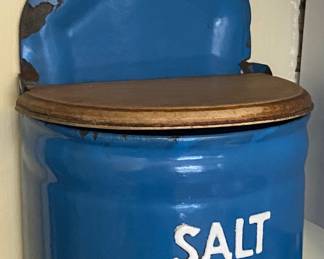 Blue Granite Ware Salt Box