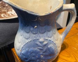 Blue and Grey Pottery Pitcher
