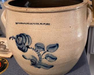 Cobalt Decorated Noah Furman Slip, N.Y. Stoneware Crock