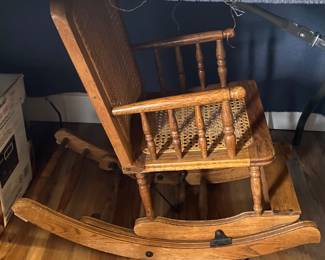 Antique Oak Child's Platform Rocker