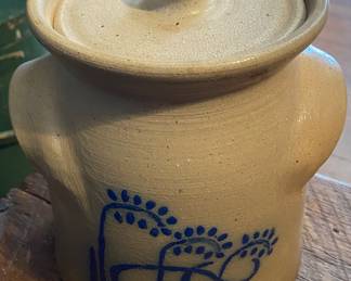 R.E. Albright Cobalt Decorated Canister