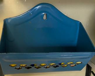 Blue Granite Ware Letter Holder