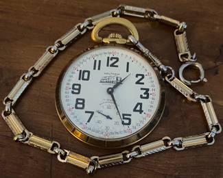 Swiss Made Waltham 17 Jewel Railroad Watch with Fob (Runs)