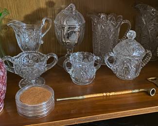 EAPG Glass and Green Depression Vase