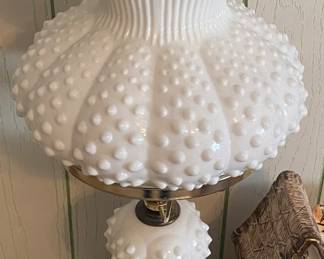 Hobnail Milk Glass Lamp
