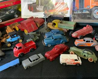 Antique metal cars, planes, trucks