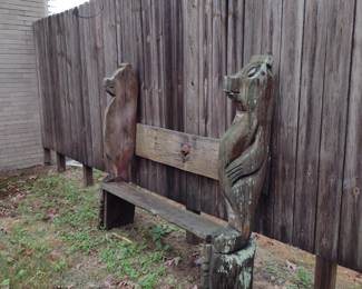 Cedar Bear Carved Bench