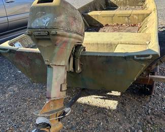 1983 Lowe Metal Duck Hunting/ Fishing Boat
Trailer and Johnson Evinrude 15hp Motor 