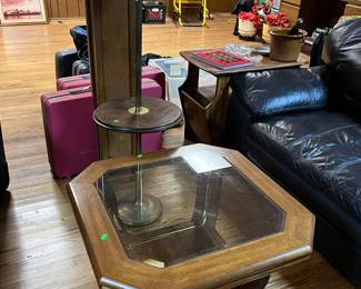 Glass Top Table and Table Lamp