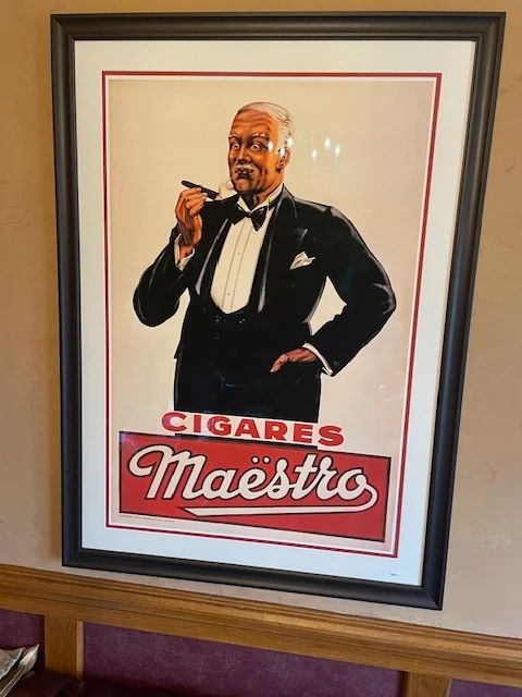BELGIUM VINTAGE TOBACCO  1930'S FRAMED CIGAR POSTER 