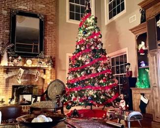 14' LIGHTED CHRISTMAS TREE WITH ALL ORNAMENTS. MADE BY HIGH END BALSAM HILL. NOW FULLY DISASSEMBLED