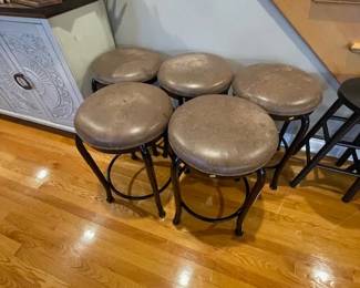 SET OF 5 COUNTERHEIGHT BAR STOOLS