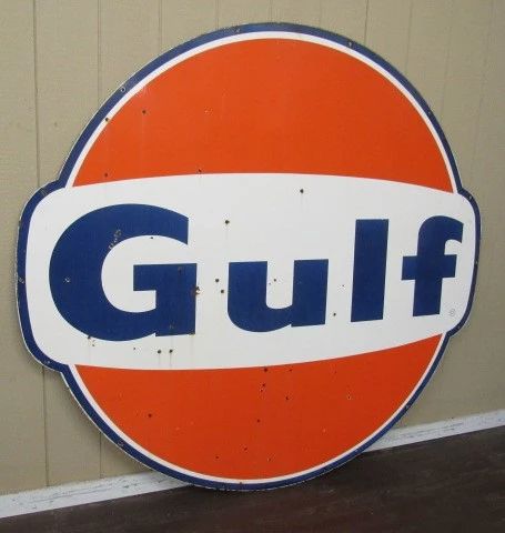 1967 - 6' Porcelain Gulf Sign w/Ears